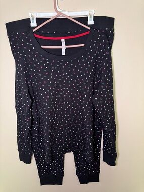 Cozy Black Polka Dot Pajama Set - Long Sleeve Top & Pants